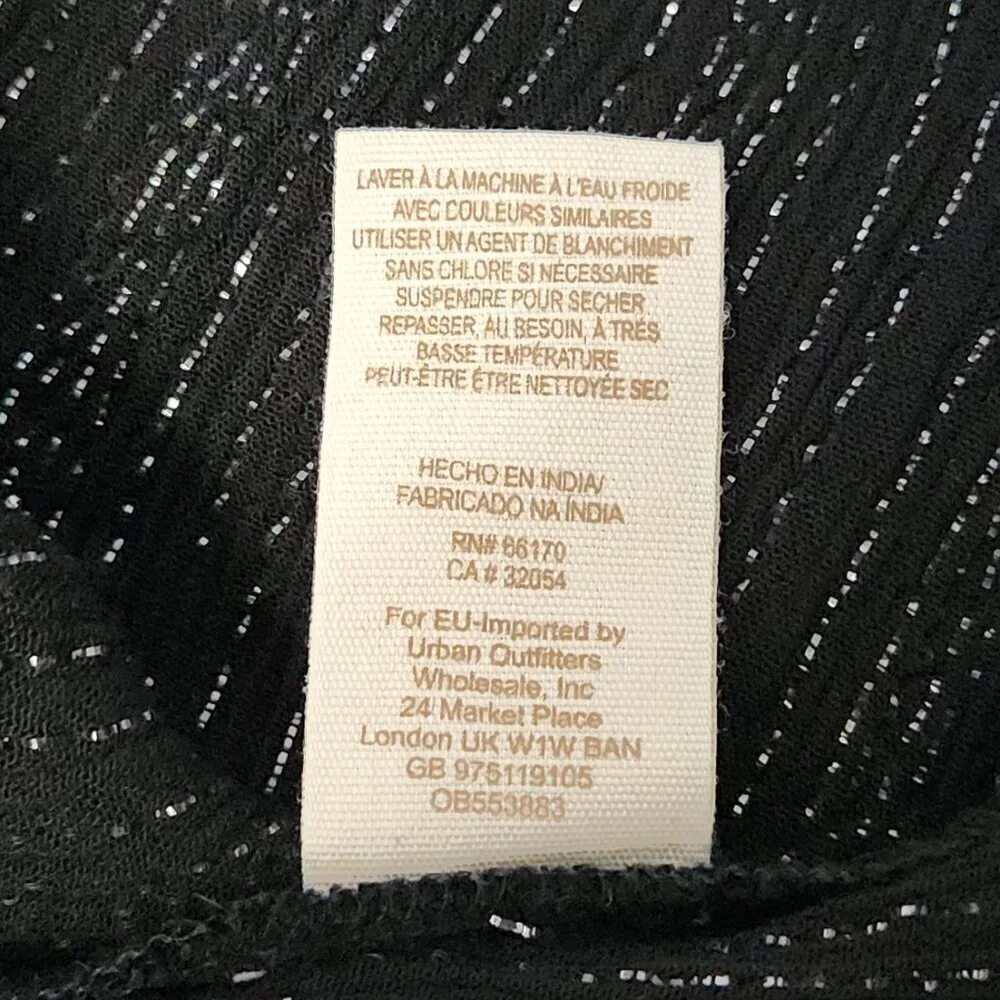 Free People Beaded Panama City Mini Dress Women's Size S Black